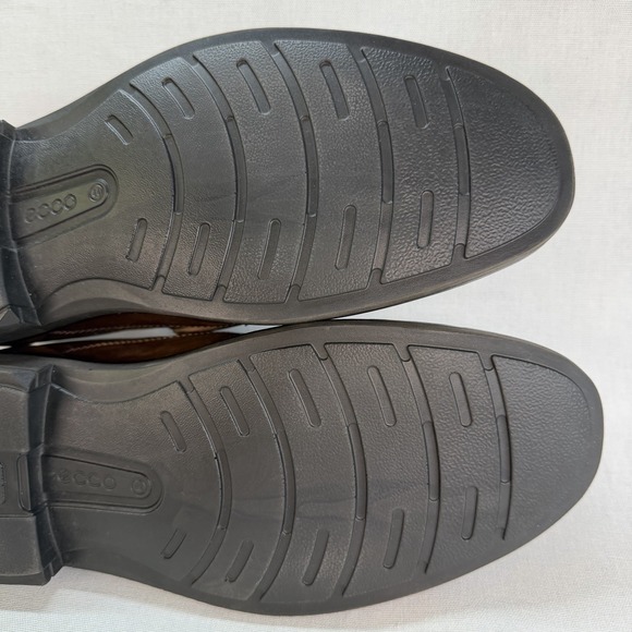 Ecco Holton Shoes Mens Loafer Brown Leather Apron Toe Comfort Slip On Size 10 - Picture 14 of 14